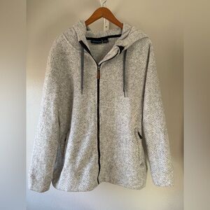 Gray Herringbone Zip-Up fleece Hoodie